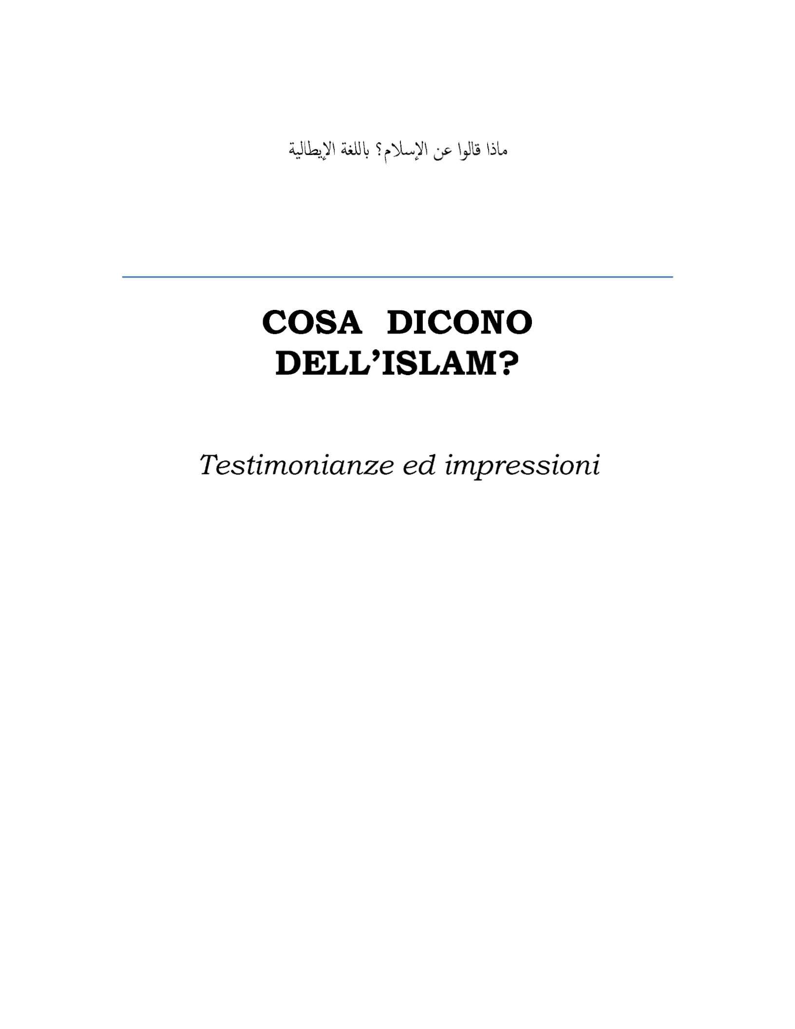 Cosa dicono dell'Islam